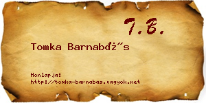 Tomka Barnabás névjegykártya