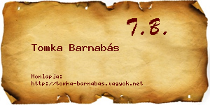 Tomka Barnabás névjegykártya